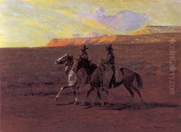 Two Cowboys Oil Painting by Edward Borein