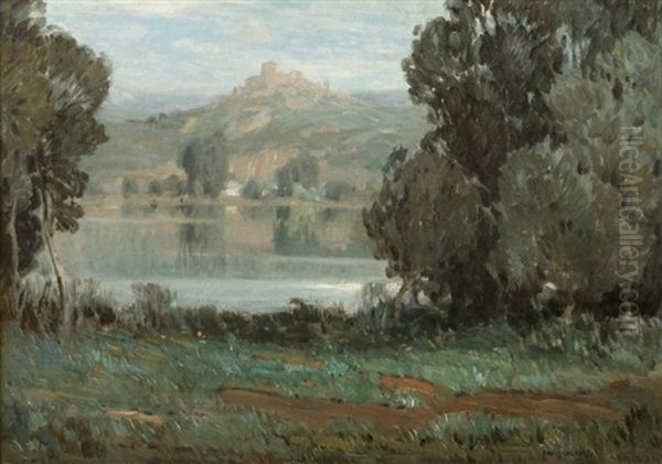 Lake In A Landscape Oil Painting by Carl Oscar Borg