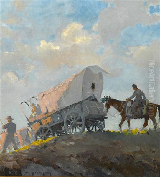 Wagon Train Oil Painting by Carl Oscar Borg