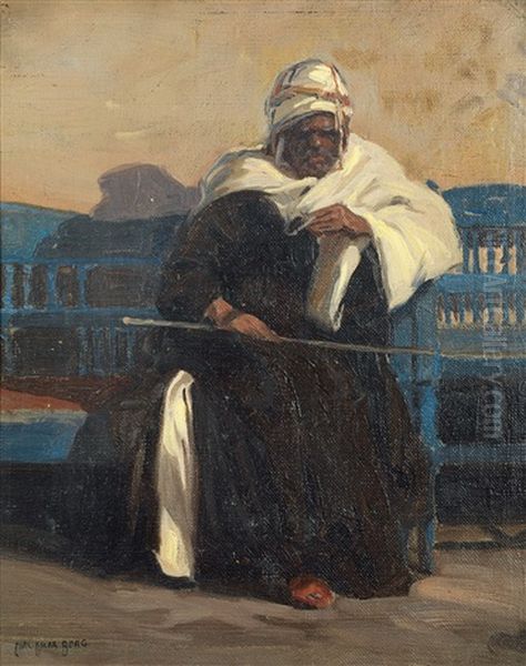 Homme Assis Sur Un Banc Bleu Oil Painting by Carl Oscar Borg