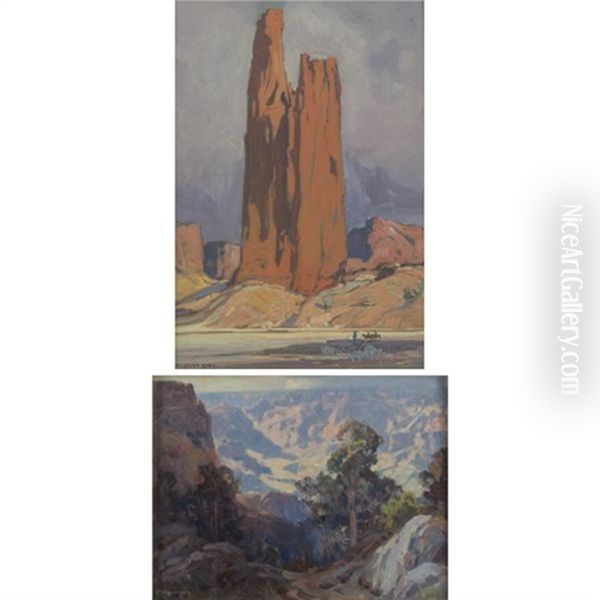 Grand Canyon (+ The Monument, Canyon De Chelly; 2 Works) Oil Painting by Carl Oscar Borg