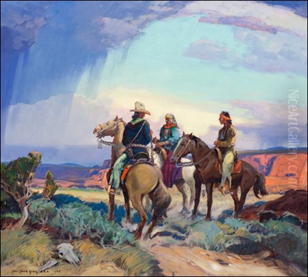 The Navajo Horseman Oil Painting by Carl Oscar Borg