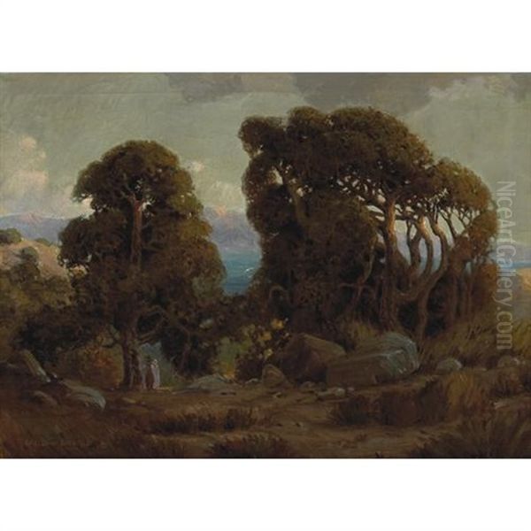 Figures Under Sheltering Trees, Sunrise Oil Painting by Carl Oscar Borg