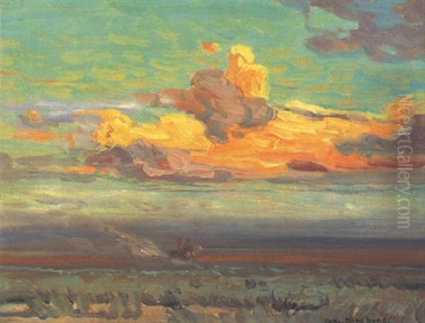 Evening In The Painted Desert Oil Painting by Carl Oscar Borg