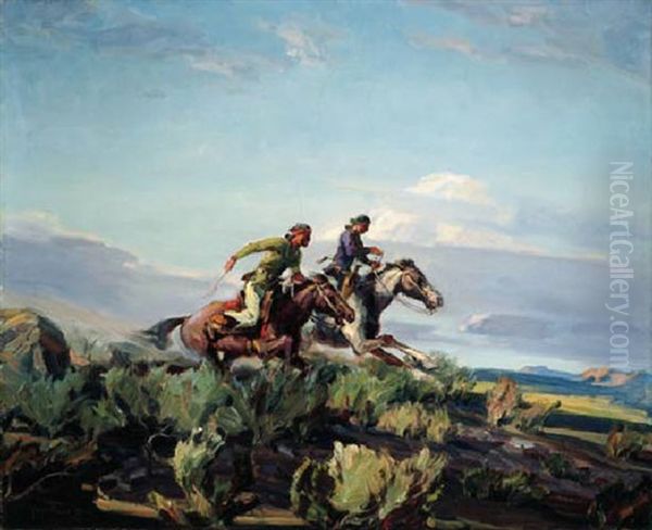 The Race Oil Painting by Carl Oscar Borg