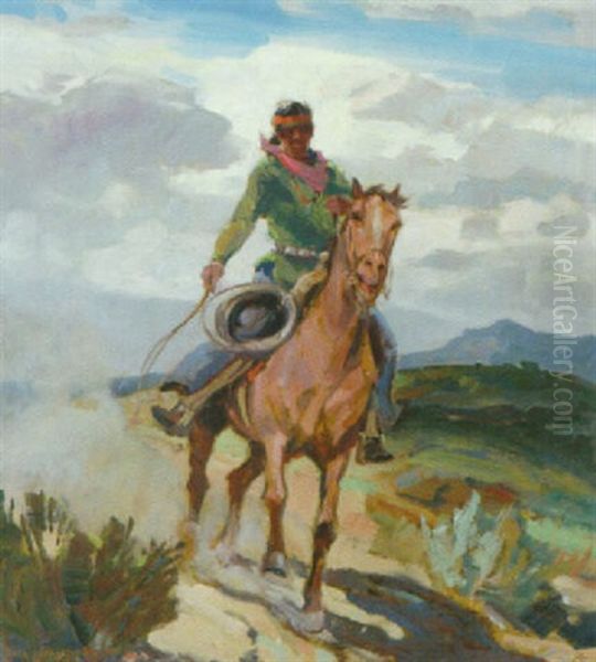 Navajo-ryttare Oil Painting by Carl Oscar Borg