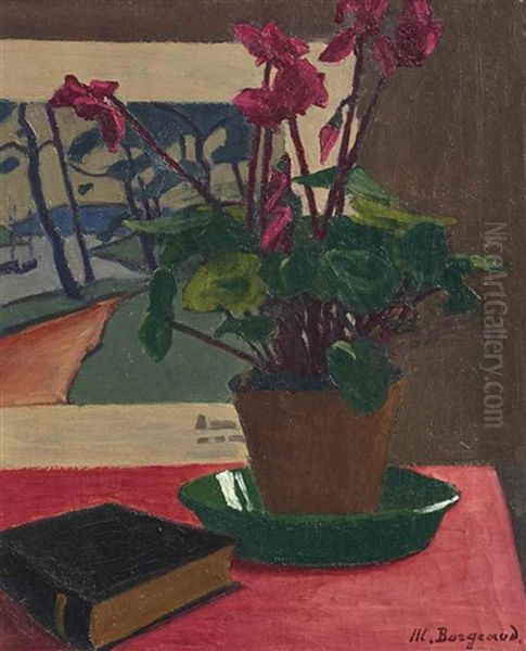 Cyclamens Oil Painting by Marius Borgeaud