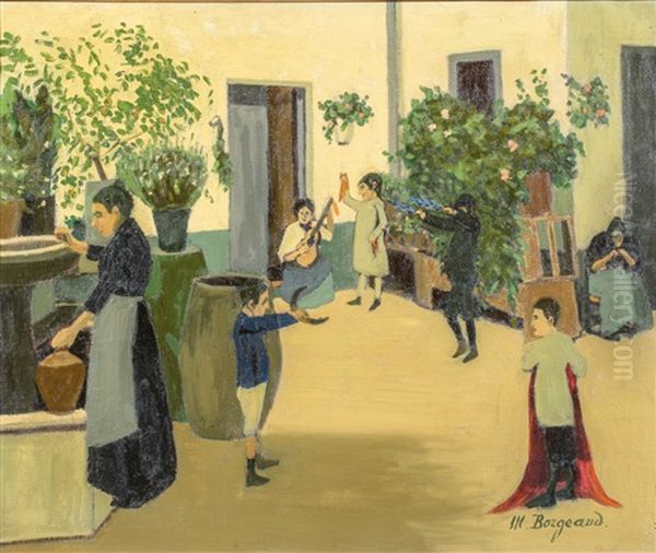 Course De Taureau Enfantine Oil Painting by Marius Borgeaud