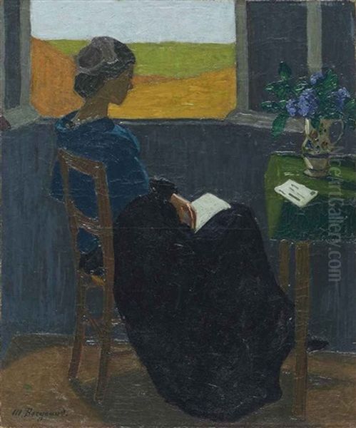 Jeune Fille Lisant Oil Painting by Marius Borgeaud