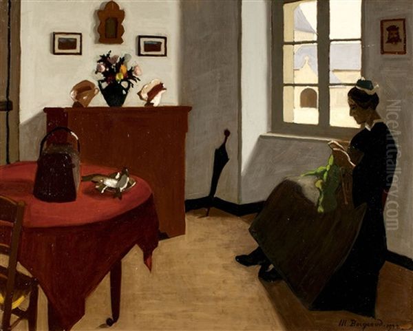 La Table Rouge Et Les Poissons Oil Painting by Marius Borgeaud