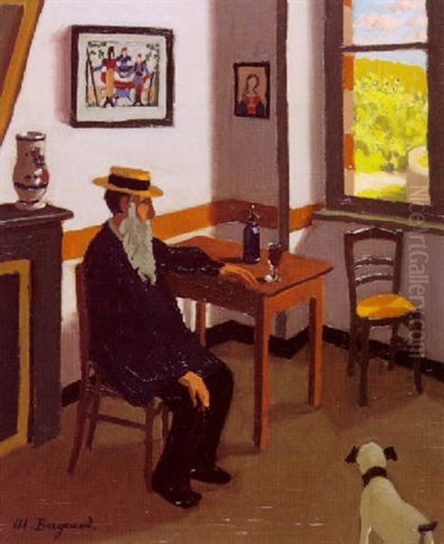 Homme Au Canotier Dans Un Bistro Oil Painting by Marius Borgeaud