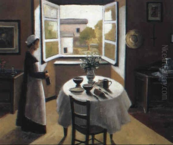 Le Petit Dejeuner Oil Painting by Marius Borgeaud