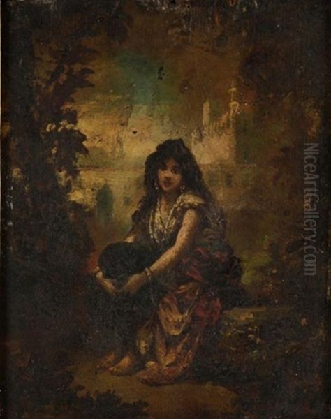 Danseuse Orientale Dans Un Jardin Oil Painting by Frederic Borgella