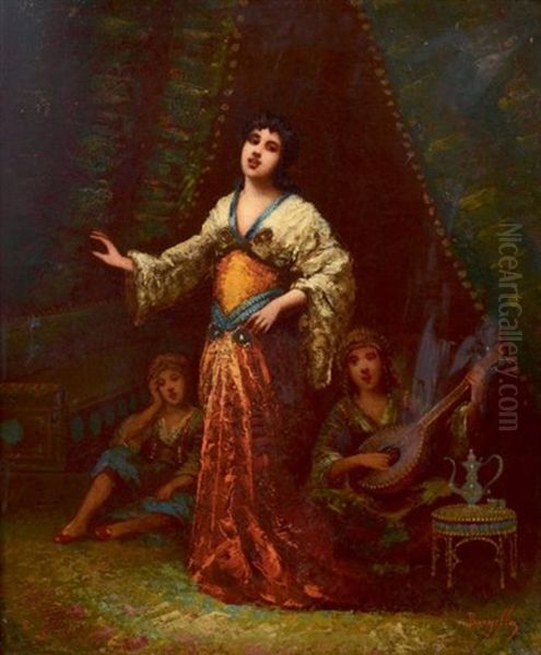 Danseuse Orientale Et Ses Musiciennes Oil Painting by Frederic Borgella