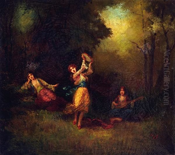 Scene De Divertissement Dans Les Bois Oil Painting by Frederic Borgella