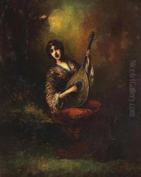 Musicienne Dans Un Sous-bois Oil Painting by Frederic Borgella