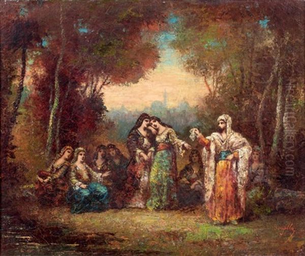 Scene Galante En Orient Oil Painting by Frederic Borgella