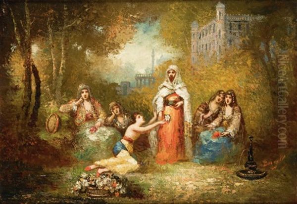 Le Cheik Et Son Harem Oil Painting by Frederic Borgella