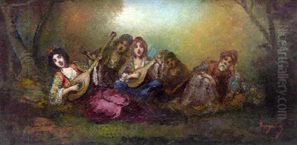 Musiciennes Arabes Oil Painting by Frederic Borgella