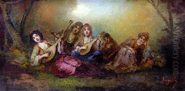 Musiciennes Arabes Oil Painting by Frederic Borgella