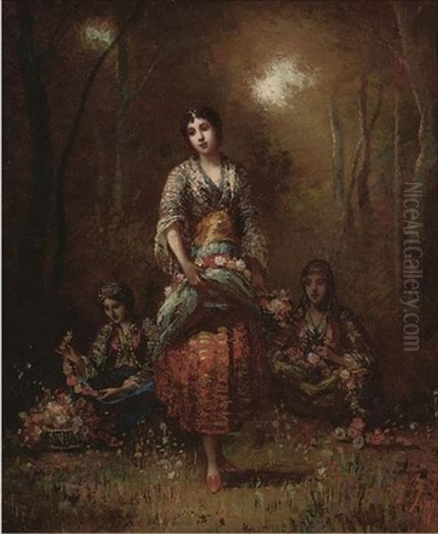 The Flower Girls Oil Painting by Frederic Borgella