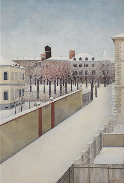 Nevicata A Rivoli Oil Painting by Riccardo Borghi