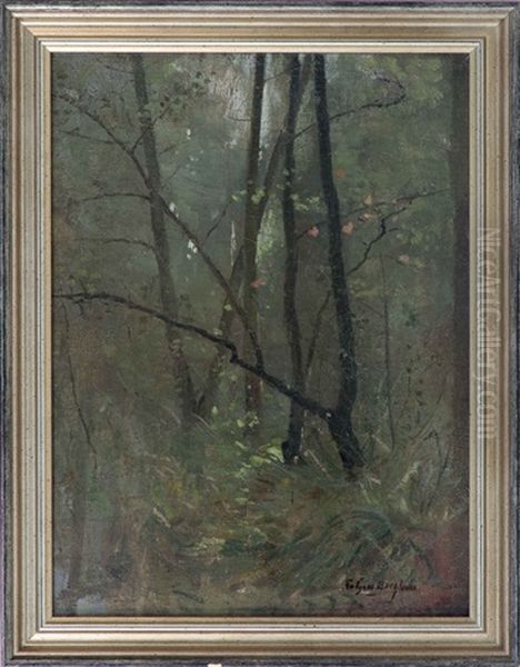 Woodland Interior Oil Painting by Gutzon (John-Gutzon-Mothe) Borglum