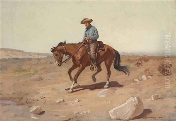 California Cowboy Oil Painting by Gutzon (John-Gutzon-Mothe) Borglum