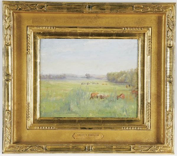 Cows In A Pasture Oil Painting by Solon Hannibal Borglum