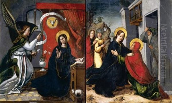 The Annunciation (+ The Visitation; Pair) Oil Painting by Juan de Borgona the Elder