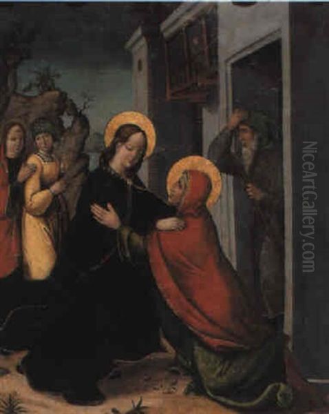 La Visitacion Oil Painting by Juan de Borgona the Elder