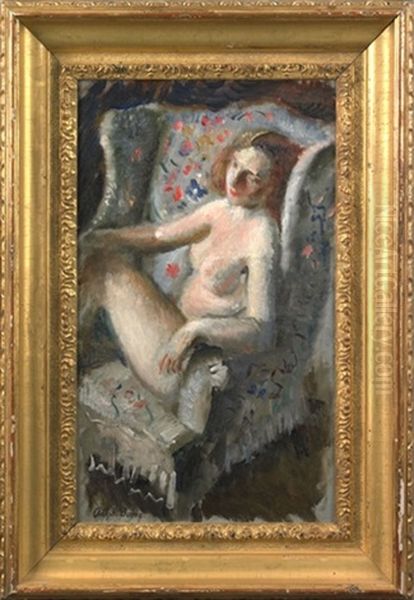 Of A Seated Nude Oil Painting by Adolphe Borie