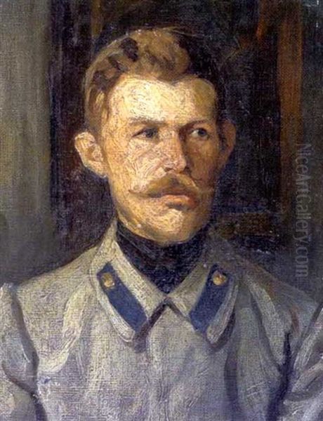 Viiksekas Mies (man With Moustache) Oil Painting by Alexandr Alekseevich Borisov