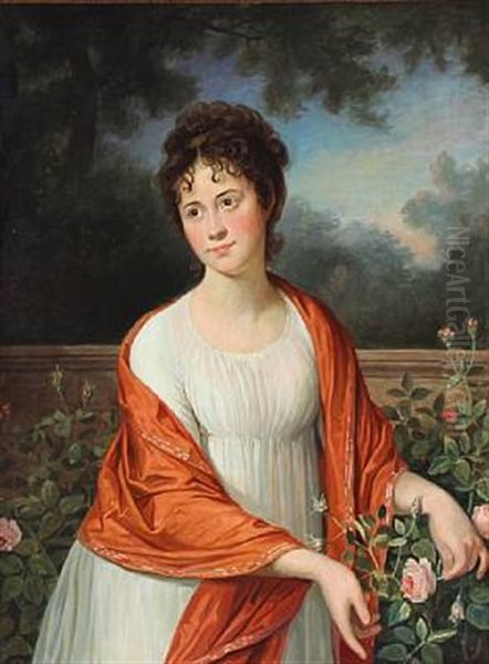 Portrait Of Charlotte Bartholin Eichel, Nee Grodtschilling (after Jens Juel) Oil Painting by Gunnar Borjeson