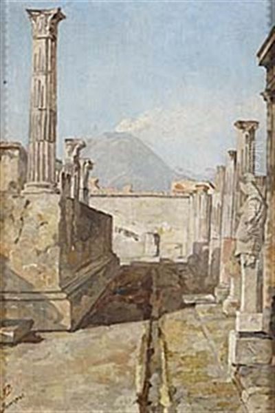 Taormina (+ Pompei; 2 Works) Oil Painting by Agneta (Agnes) Boerjesson