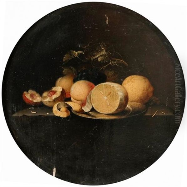 Nature Morte Aux Citrons Sur Un Entablement Oil Painting by Johannes Borman