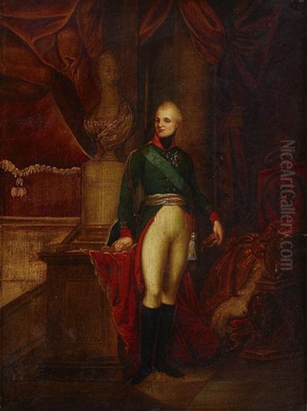 Full Length Portrait Of The Emperor Alexander I by Vladmir Lukich Borovikovsky