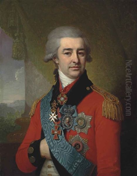 Portrait Of Prince Petr Vasilievich Lopukhin (1753-1827 Oil Painting by Vladmir Lukich Borovikovsky