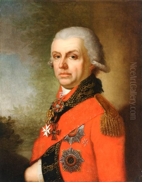 Portrait Of A Naval Admiral Oil Painting by Vladmir Lukich Borovikovsky