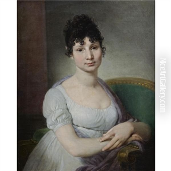 Portrait Of Praskovya Mikhailovna Bestuzheva Oil Painting by Vladmir Lukich Borovikovsky