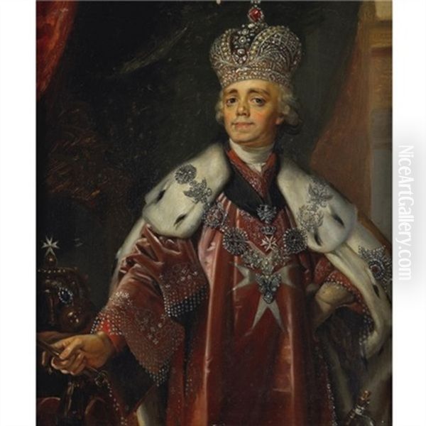 Portrait Of Paul I Oil Painting by Vladmir Lukich Borovikovsky