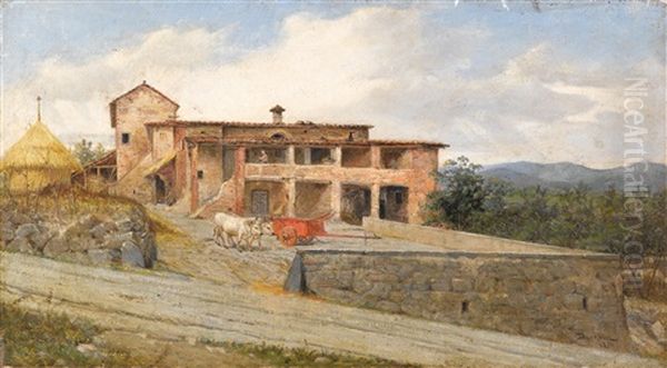 Bauernhaus In Castiglioncello Oil Painting by Odoardo Borrani