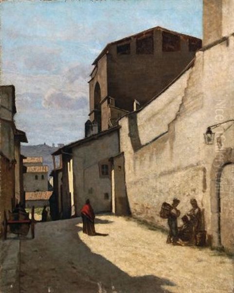 Firenze, Porta San Frediano Oil Painting by Odoardo Borrani