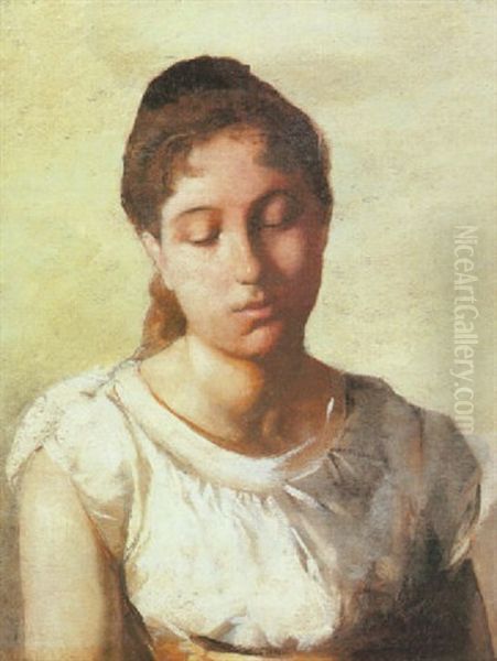 Giovane Fanciulla Oil Painting by Odoardo Borrani