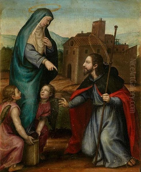 Aparicion De La Virgen Del Pilar A Santiago Apostol Oil Painting by Nicolas Borras