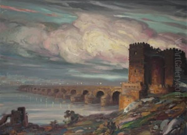 Puente Romano De Cordoba Oil Painting by Pedro Borrell Bertran