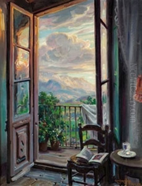 Vista Desde El Balcon Oil Painting by Pedro Borrell Bertran