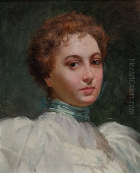 Retrato De Una Joven Oil Painting by Pedro Borrell del Caso