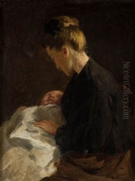 Maternidad Oil Painting by Pedro Borrell del Caso