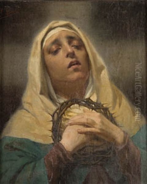 Virgen Dolorosa Oil Painting by Pedro Borrell del Caso